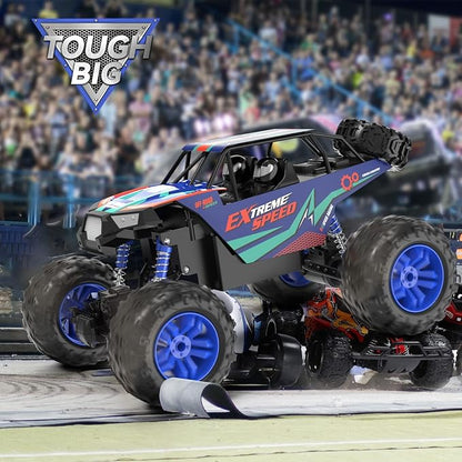 DEERC Large 1:8 Scale Upgraded Monster Truck Remote Control Car for Adults Boys Off Road RC Cars with Realistic Sound 2.4Ghz 4WD Rock Crawler Toy All Terrain Climbing 2 Batteries for 80 Min Play