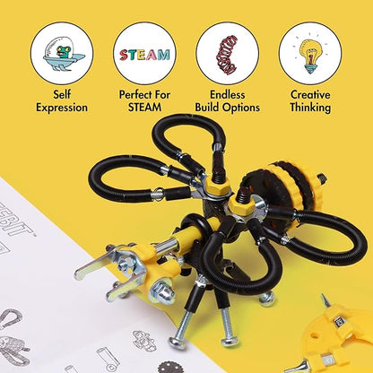 The Off Bits Erector Set: Animal Mini STEM Toys for Kids 6+ Toy Building Sets with Nuts &amp Bolts STEM Building Toys Gifts for Boys and Girls (Yellow Bee)