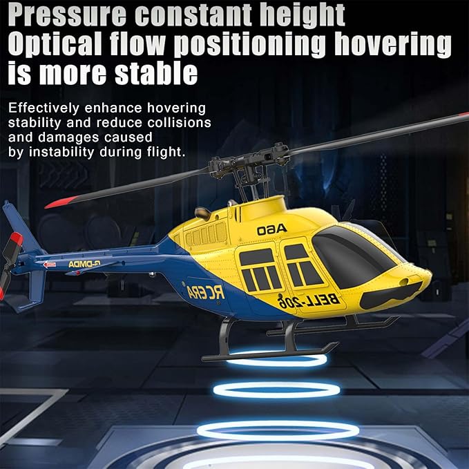 RC ERA A60 Helicopter - Remote Control Helicopters for Adult 1/42 Sacle 2.4G 4CH Gyro Stabilized Aircraft with Altitude Hold &amp Optical Flow3D Stunt Drone (Yellow)