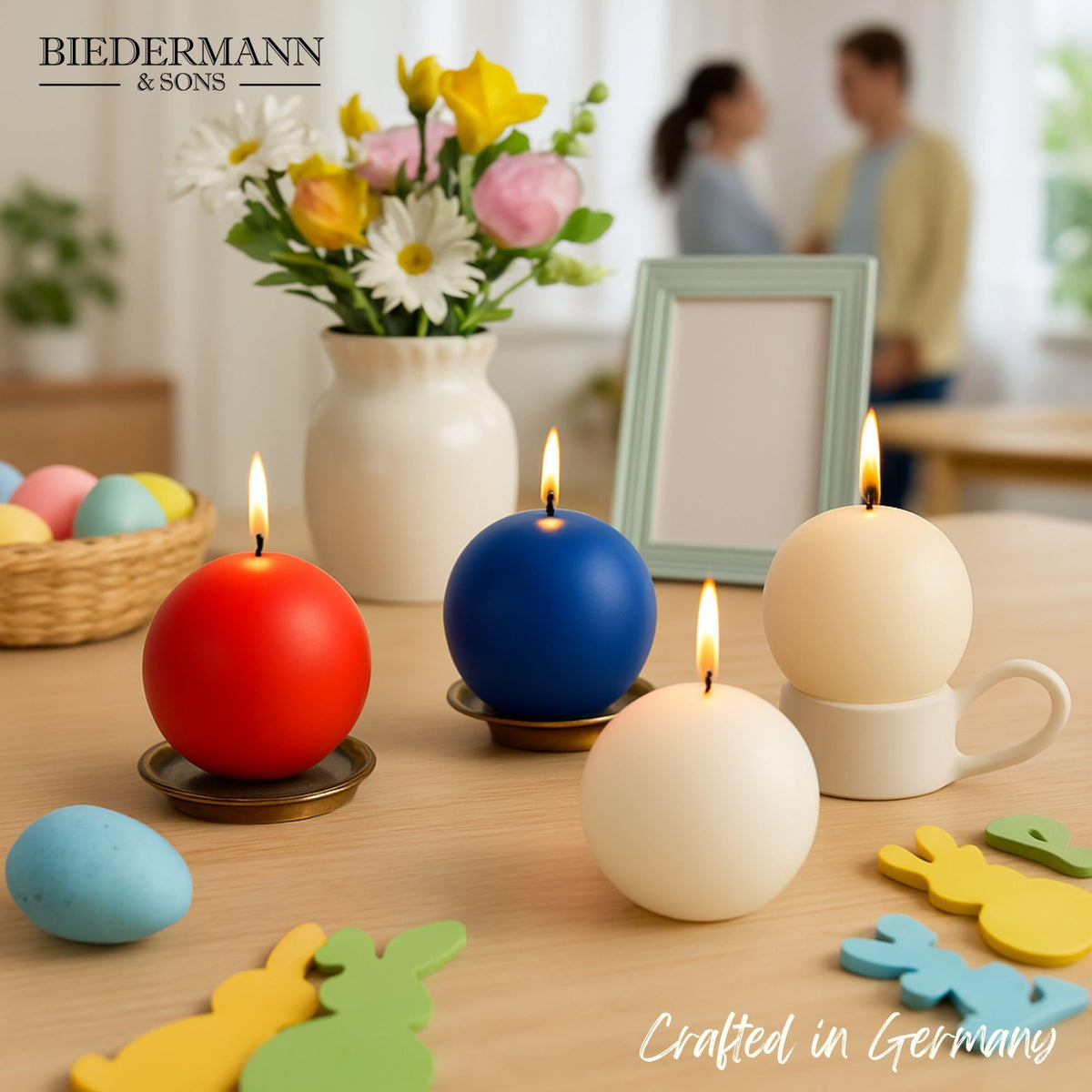 Biedermann & Sons 8-Hour Long Burning Unscented Round Ball Candles, Royal Blue, 2.5 Inch - Set of 4