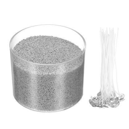 MECCANIXITY Pearled Sand Candles with 20 Pcs Wicks 7Oz / 200g Candle Beads Refillable Powder Sand Wax Making Kit for Thanksgiving Christmas Wedding Party DIY Home Crafts, Gray