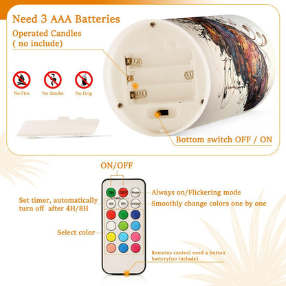 ALAZA Butterfly Flickering Flameless Candles Battery Operated with Remote Timer,Tea Light Candles LED Pillar Votive Candles Set of 2 for Outdoor Indoor Decorations