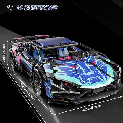 Sport Race Car Building Block Sets for Adults BoysRacing Supercar Toys Kits with LED Lights Collectible 1:14 MOC Model Construction Birthday Gifts for Teens Age 8-12 12-1614 14+(1314 PCS)