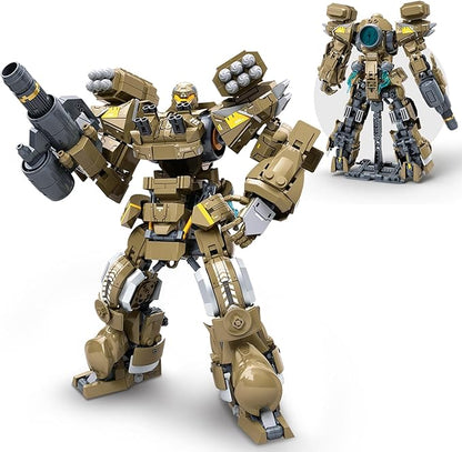HIGH GODO Artillery Mech Robot Transforming Building Blocks Set for AdultsCity Warrior Justice Hero Soldier Mech Model Building Kit Cool Creative Robots Toys Gift for Teens 581 Pieces