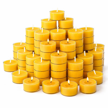 Crenovo 36 Pack Beeswax Tea Lights, 6-Hour Long Burning Tealight Candles, Ideal for Dinners Meditation Home Decor Tea Candles