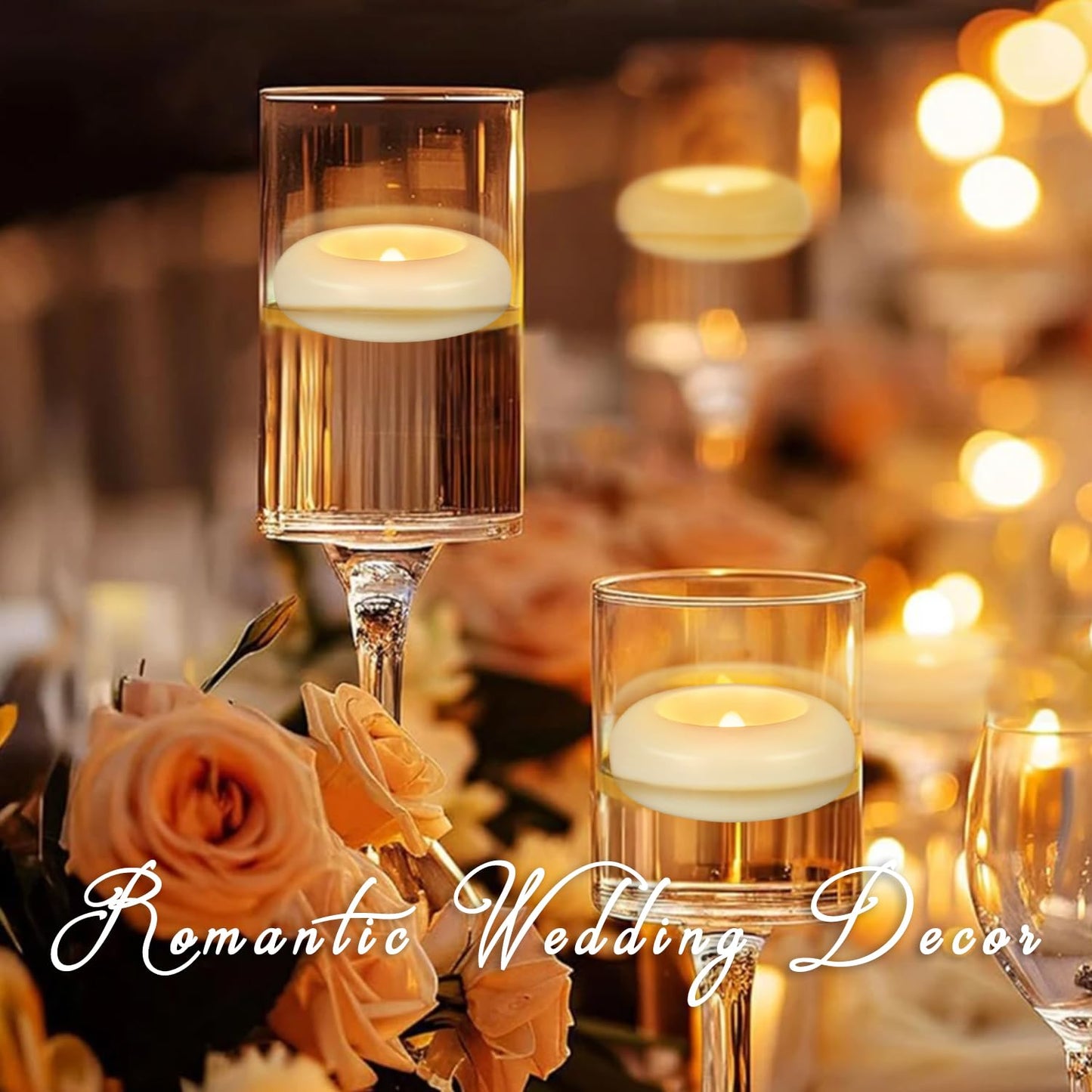 CAKETYCG Set of 48 Waterproof Flameless Floating Tealights, 120+ Hour Warm White Battery Flickering LED Tea Lights Candles - Wedding, Party, Centerpiece, Pool & SPA...
