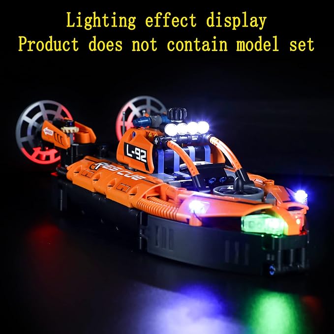 LED Light Kit Compatible with Lego Rescue Hovercraft - Lighting Set for Technic 42120 Building Model (Model Set Not Included)