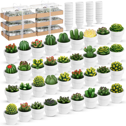 Shihanee 36 Pcs Succulent Cactus Tealight Candles with Mini Terracotta Pots, Spring Decor, Fiesta Cinco De Mayo Party Decorations, Mexican Party Favors, Baby Shower Wedding Table Decor(White)