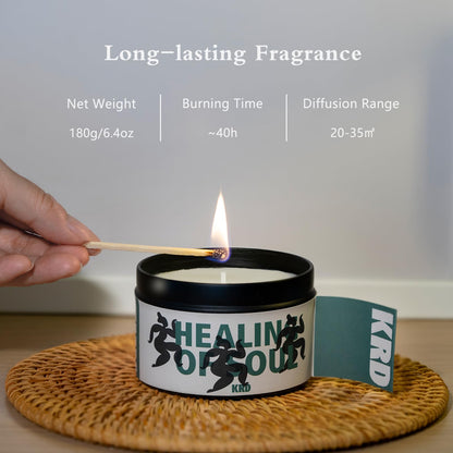 KRD Cashmere Wood Chestnut Candle, 6.4oz Strong Scented Candle, 42H Burn, Warm Woody Coconut Soy Wax Aromatherapy