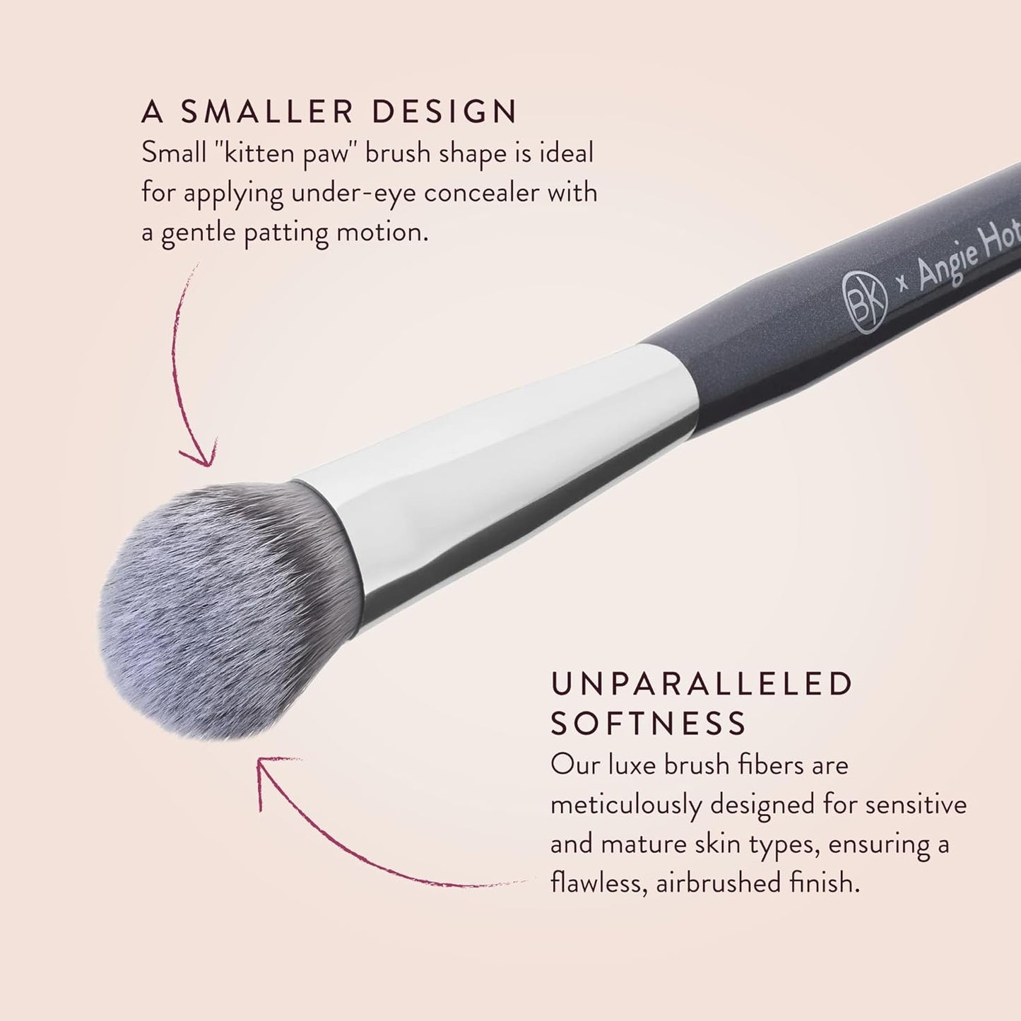 BK BEAUTY BRUSHES - ANGIE HOT & FLASHY A506 CONCEALER - Viral "Kitten Paw" Face Brush - Under-Eye Concealing and Contouring - Makeup Brushes