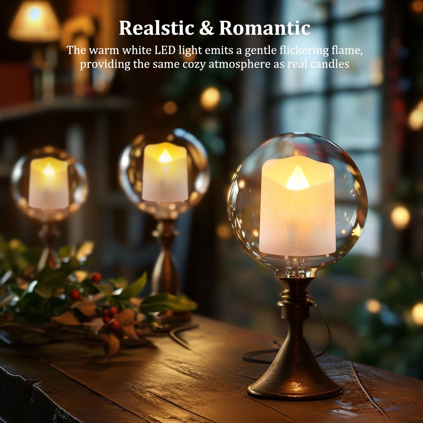 HoneTeek Rechargeable LED Candles with Remote, 6pcs Flameless Flickering LED Tea Light, Battery Candles Flickering for Halloween Christmas Decoration Remote Control Tea Lights