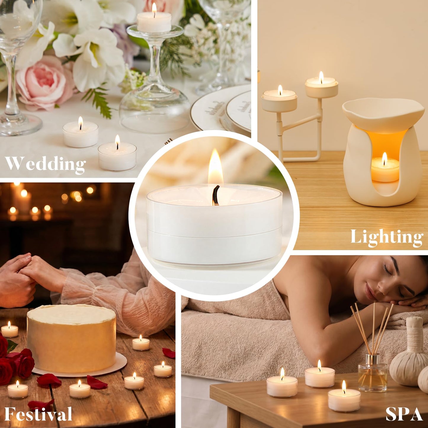 Ashlux Unscented Candle Set, 4H Tea Lights | Unscented Dripless Smokeless Clean Burning Long Lasting Candles for Wedding Home Decor Dinner Church Holiday