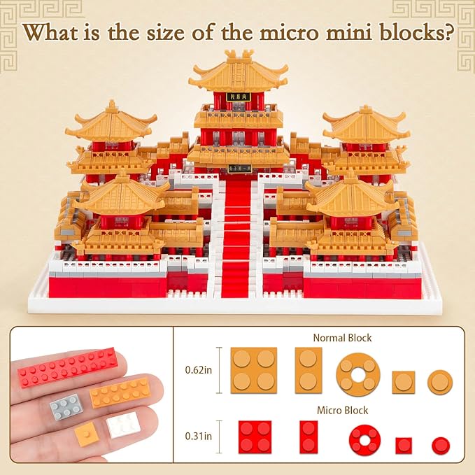 Chinese Architecture Micro Building Set Famous Architecture of Epang Palace Model Set Creative Collection Toys Gifts for Adults Teens 14+ (1896 Pcs)