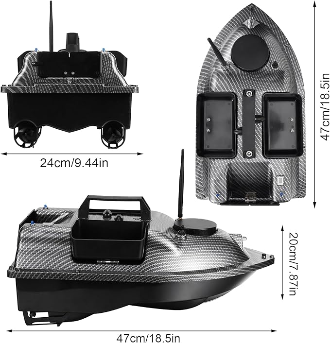 RC Fishing Bait Boat with GPS 546 Yards Remote 3 Bait Hoppers 4.4LBS Load Auto Return Low Battery &amp Signal Alerts LED Night Light for Carp Fishing