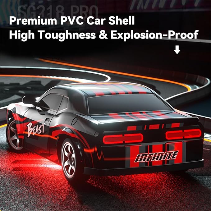 SG218PRO 1/16 RC Drift Car for Adults 2.4G Full-Proportional 4WD Mini Remote Control Racing Car with LED Lights 25KM/H Electric 2 Batteries Sports Cars Toy Gift -RTR