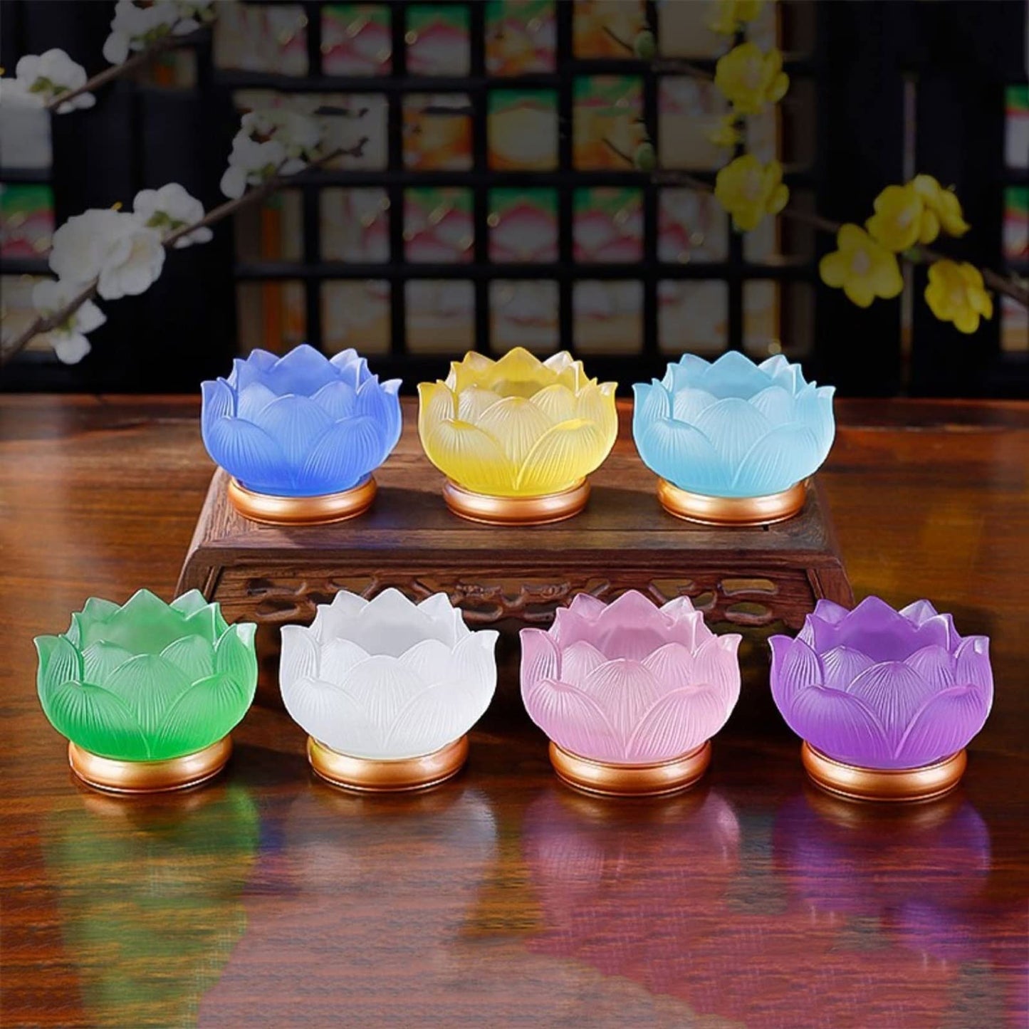 DINBOZ26X Desk Clock Glazed Lotus Candlestick Household Decoration Ornaments Candle Holder Offering Lamp Alarm Clock for Bedroom(White)