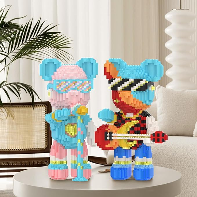 Bear Building Blocks with Organizer Bins (6000PCS) Fluorescent Bricks &amp Stroage Drawer Gift for Adults &amp Kids Ideal for Home &amp Office Decor QR Code User Manual 8892