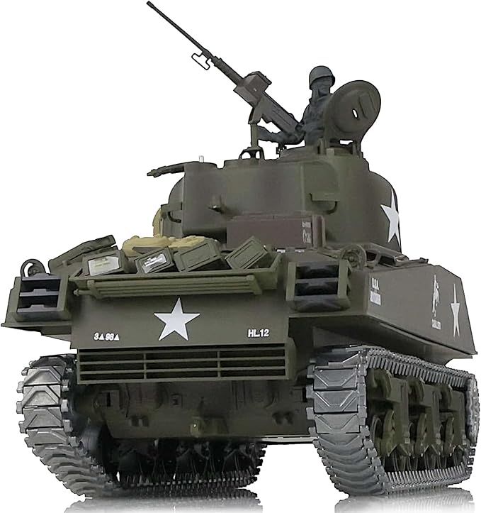 POCO DIVO Sherman M4A3 US Army Tank 1/16 RTR RC Military Model Heng Long 3898 MS Edition Upgrade Steel Gear Metal Track Sprocket Idler Wheel Airsoft Battle Infrared Combat Smoke Sound Light Recoil