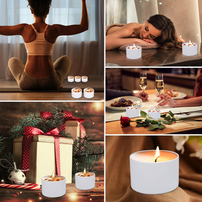 YJHSS 48-Pack Candle Jars, 24pcs 8oz + 24pcs 4oz Candle tins with Metal Wood-Grain Printing Lids, Empty Candle Jars for Making Candles Bulk Candle Containers-White