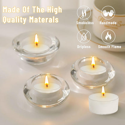 Vanilla Scented Tea Light Candles Handmade White Tealight Candles 4 Hour Clean Burning for Weddings Dinner Date Nights Spa Bath Meditation Relaxation