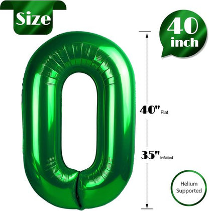 Dark Green Number 0 Balloon - 40 Inch Birthday Decoration for Milestone Celebrations