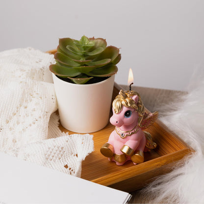 Birthday Candles Smokeless Cake Topper Unicorn Candle for Party Supplies and Wedding Favor (Pink)