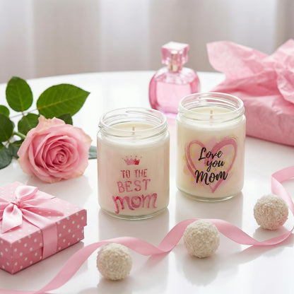 Vanilla Scented Candles for Mothers Day, Best Mom Ever Decor- Unique Mothers Day Decorations for Table, Christmas, Birthday Gifts for Mom from Daughter, Son, 7oz Soy Wax 25H Burn Time