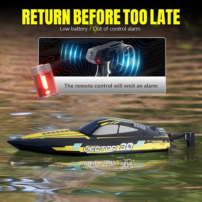 VOLANTEXRC RC Remote Control Boat for Pool2.4Ghz Control RC Boats for Adults Lake Electric Boat with Water Cooling System 2Rechargeable Batteries (Yellow)