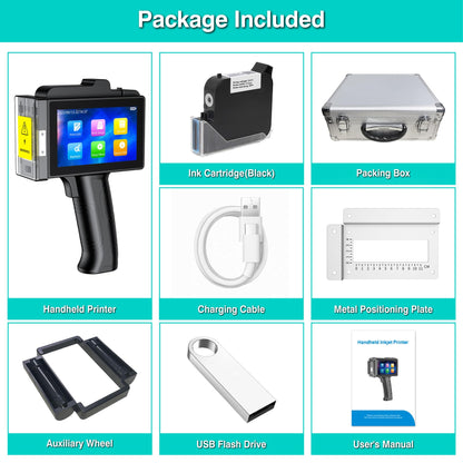 TIKTONER TIJ800P Handheld Inkjet Printer 1 inch Portable Handheld Printer Gun 5 Inch Screen Quick Drying Inkjet Coding Machine for Batch Number/Date/Barcode/QR Code/Logo etc