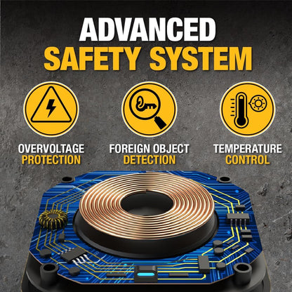 DEWALT Heavy Duty Wireless Charger, 10W Max Fast Wireless Charging Pad Compatible with iPhone 16/15/14/13/12/11/X/8 Pro Max Plus, Samsung Galaxy S22/S21, AirPods (Type C Cable & AC Adapter Included)