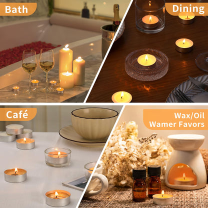50 Pcs Soy Wax Tealight Candles,100% Natural- 4 Hours White Soy Tea Lights Candle, Paraffin-Free/Unscented Small Tea Candles for Party, Home, Wedding, Emergency