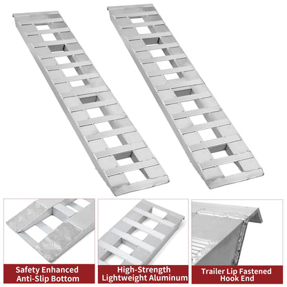 YITAMOTOR 2pcs 6000lbs 60" x 12" Aluminum Trailer Ramps, Heavy Duty Loading Ramps for Car ATV Truck Auto Hauler with Knife & Hook Ends