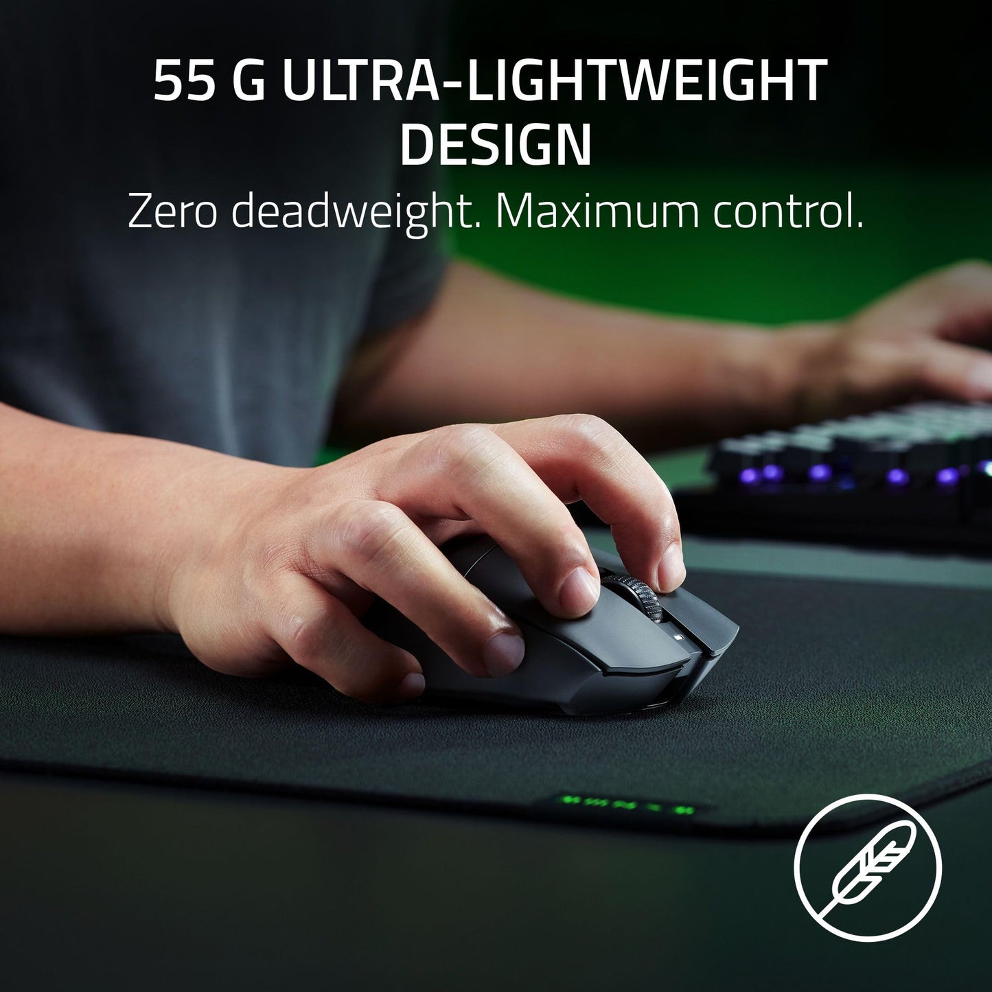 Razer DeathAdder V3 HyperSpeed Wireless Gaming Mouse: 55g Lightweight - USB C Charging - Up to 100 Hr Battery - Advanced 26K Optical Sensor - Gen-3 Optical Switches - 8 Programmable Controls - Black