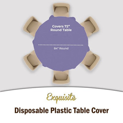 Exquisite 12-Pack Premium Plastic Tablecloth 84in. Round Table Cover - Lavender