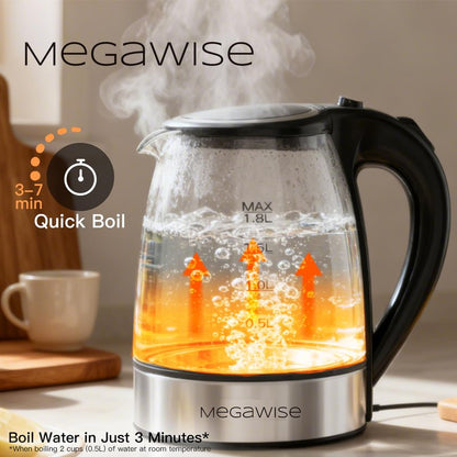MEGAWISE 1.8L Electric Kettle CX-817 - Fast Boil, Auto Shut-Off, Boil-Dry Protection, (1.8L)