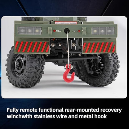 1/18 CR18P Terranaut 8x8 RC Crawler 8WD Rock Truck with Active-AWS All-Wheel Steering 2-Speed Transmission Remote Winch &amp Portal Axles Metal Gears Off-Road RC Car for Adults Collectors (Gray)