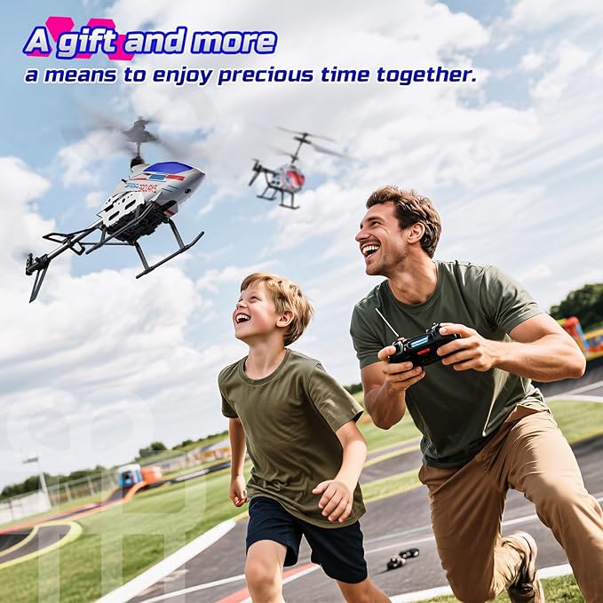 DEERC Remote Control Helicopter 3.5 CH Altitude Hold RC Helicopters w/Gyro for Beginner 2 Shells LED Light One Key Take Off/Landing 2.4GHz Aircraft Indoor Flying Toy for Kids Boys Girls