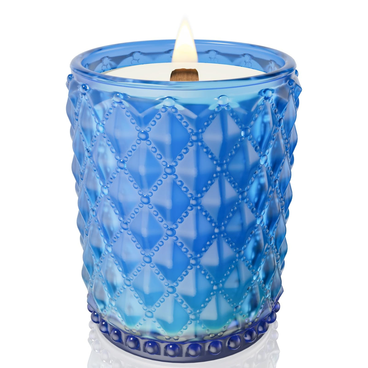 M&SENSE 16.6oz Wood Wick Scented Candle, Non Toxic Soy Wax with Crackling Wick, Ocean Breeze Scent 100H Burn Long Lasting for Bedroom Kitchen Home Decor, Housewarming Gifts for Family Friends
