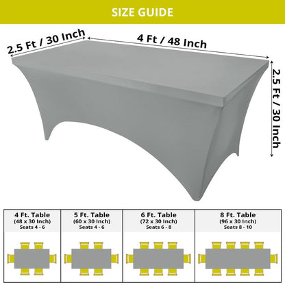 Utopia Kitchen Spandex Tablecloth 2 Pack [8FT, Grey] Tight, Fitted, Washable and Wrinkle Resistant Stretch Table Cloth Rectangle Cover for Trade Show, Weddings & Parties [96Lx30Wx30H Inch]
