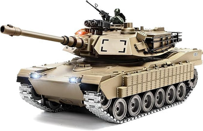 1/18 Metal US M1A2 Remote Control Tank RC Tank with Smoke Sound &amp LED Lights 330° Turret Rotation RC Thant Shoots BBS &amp 60 Minutes