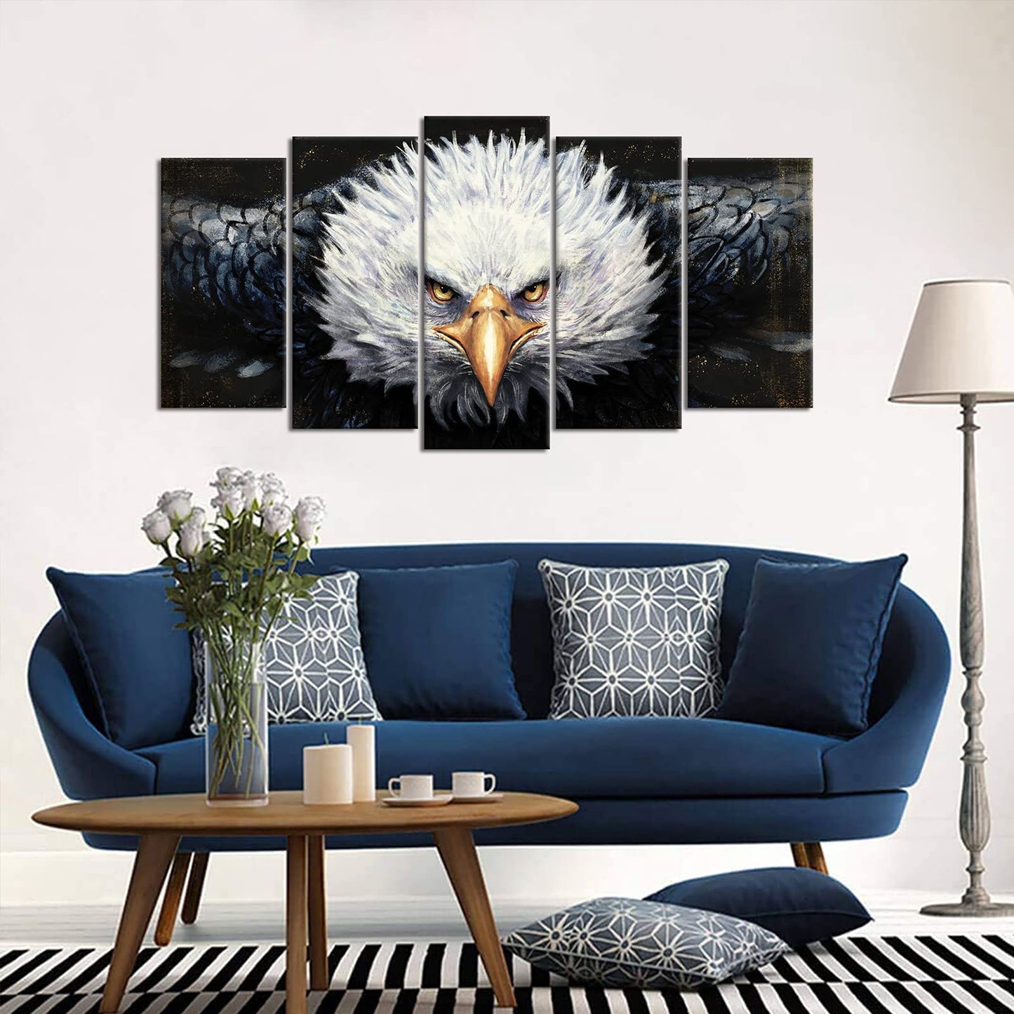 DuoBaorom Black and White Wall Art Bald Eagle Bird Picture 5 Pieces Painting