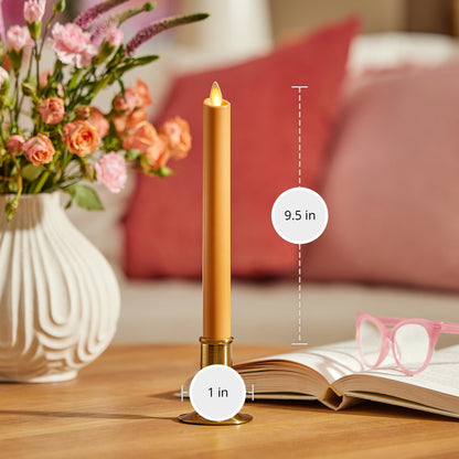 Luminara - Flameless Battery Operated Taper Candle - Sunlit Honey - Pack of 1-1x9.5 - LED Flickering Flame - Realistic Safe for Home Kids and Pets