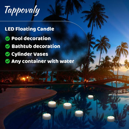 24PACK Flameless LED Floating Candles, 3'' Battery Operated Plastic Flickering Waterproof Tealights for Cylinder Vases, Centerpieces at Wedding, Party, Pool, Holiday (Warm White)