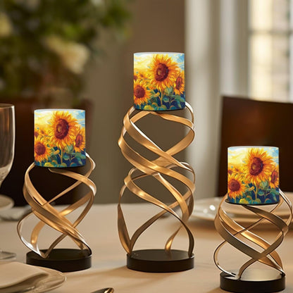 Cozeyat Sunflower Flameless Candles 4 Pack Battery Operated with Remote Control Timer LED Pillar Candles Waterproof for Indoor Outdoor Use