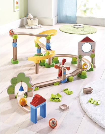 HABA Ball Run Expansion Set Kullerbu Connectors and Base Building Set for Elevated Marble Runs and Tracks - 8 Piece STEM Toys Accessory Set
