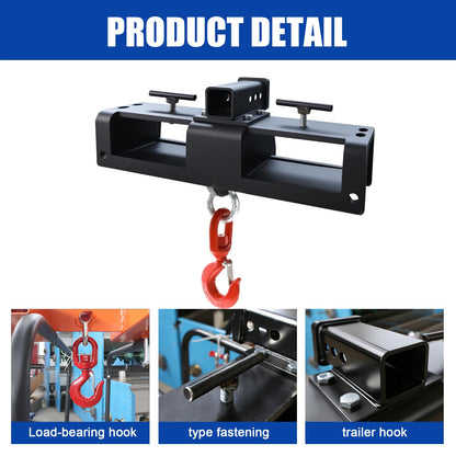 FAYUWUOX Heavy Duty Forklift Lifting Hook with 2" Receiver Hitch, Dual Fork Mounted Lifting & Towing Attachment, 10 Ton Max Capacity for Forklift Tractor Industrial Use