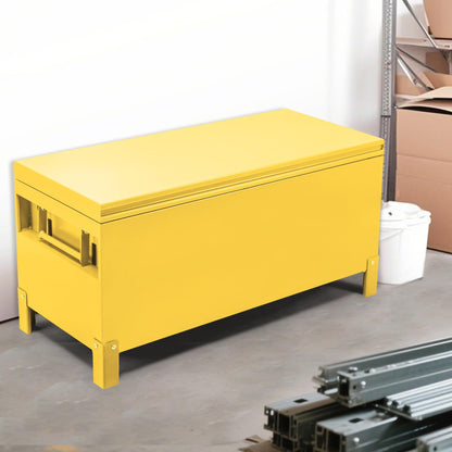 EliteEdge 48 X 24 x 28 Inch Steel Truck Tool Box, Heavy Duty Jobsite Toolbox Chest, Job Site Storage Drawer System for Truck Bed, Pickup, RV, Trailer, Yellow
