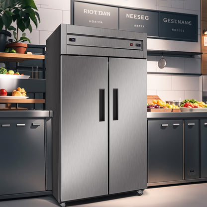 Tylza Commercial Refrigerator and Freezer Combo, 48" W Dual Temperature Zones, All Stainless Steel Design, 770L 6 Adjustable Shelves Refrigerator and Freezer Combo for Restuarant, Shop, Garage, etc