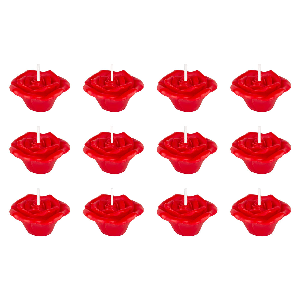 Mega Candles 12 pcs Unscented Rose Petals Flower Red Floating Candles, Hand Poured Wax Candle 2 Inch Diameter, Home Décor, Wedding Centerpieces, Holidays, Occasions, Events, Festivities