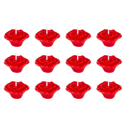 Mega Candles 12 pcs Unscented Rose Petals Flower Red Floating Candles, Hand Poured Wax Candle 2 Inch Diameter, Home Décor, Wedding Centerpieces, Holidays, Occasions, Events, Festivities